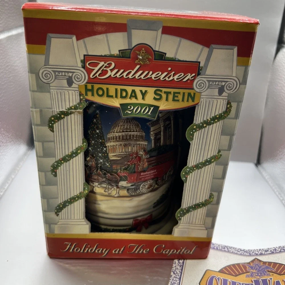 BUDWEISER 2001 HOLIDAY STEIN - HOLIDAY AT THE CAPITOL - ORIGINAL BOX WITH‎ COA